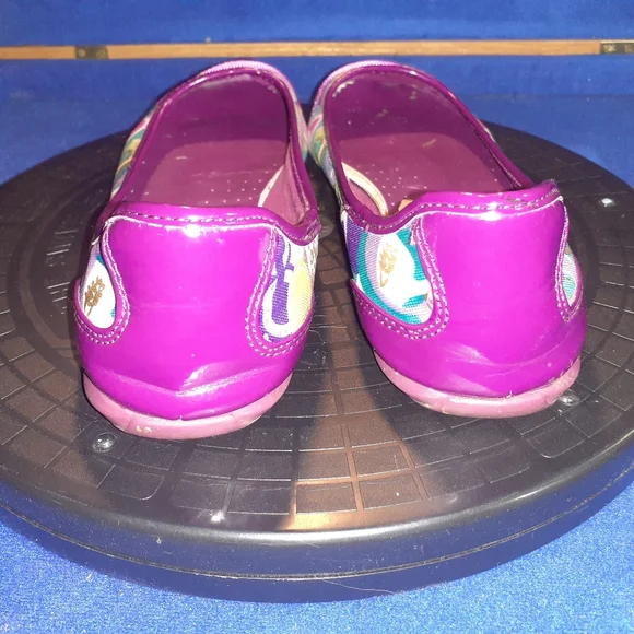 Coach Cecile Signature Cap Toe Purple Leather & Fab. Ballet Flat Shoes Sz.8B-US - Picture 4 of 9